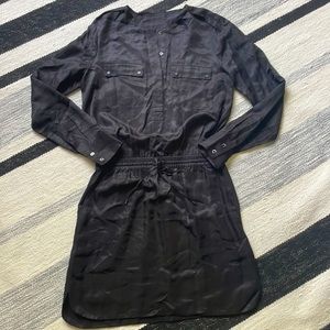 Vince Utility Style Silky Shirt Dress w Tie Waist